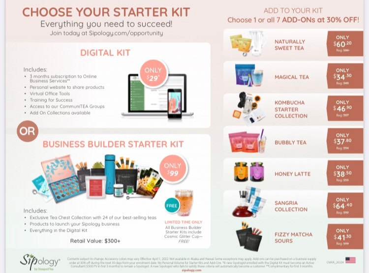 Choose Your Starter Kit to join my Sipology team